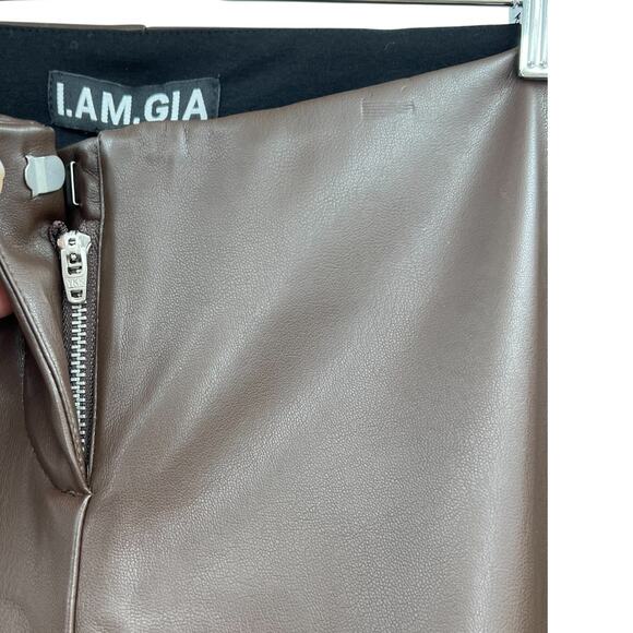 I.Am.Gia Estyn Pants Faux Leather Flare Bootcut Low Rise Brown Size XXS - Picture 4 of 13
